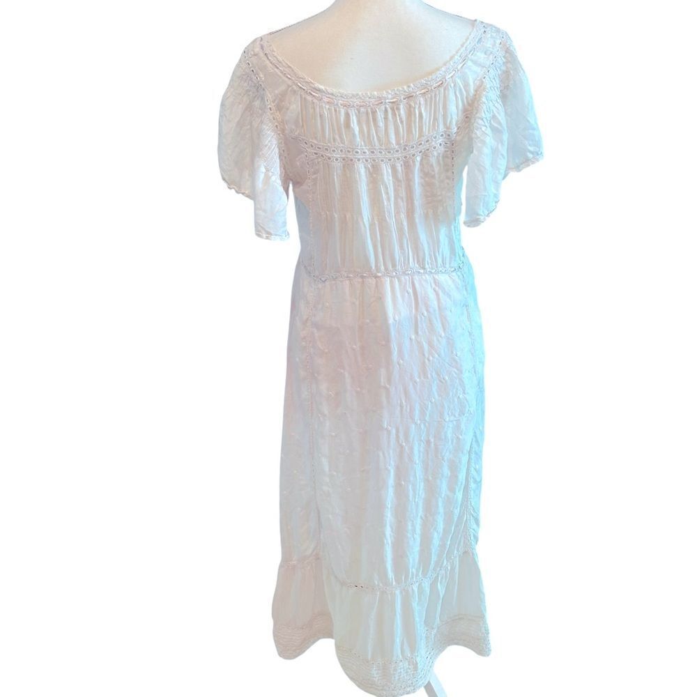 LoveShackFancy Embroidered White White Lace Midi Dress Size Large - Picture 5 of 6